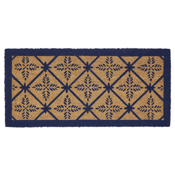Charleston Mosaic Blue Coir Rug Rect 17x36
