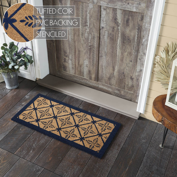 Charleston Mosaic Blue Coir Rug Rect 17x36