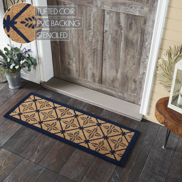 Charleston Mosaic Blue Coir Rug Rect 17x48