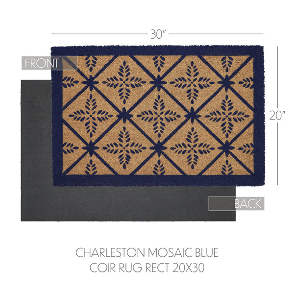 Charleston Mosaic Blue Coir Rug Rect 20x30