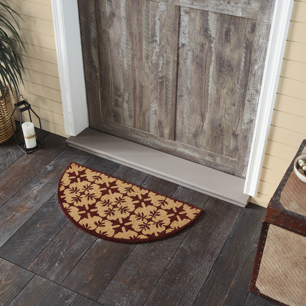 Coir Round Rug Charleston Mosaic Burgundy Coir Rug Half Circle 16.5x33 - Allyson’s ...