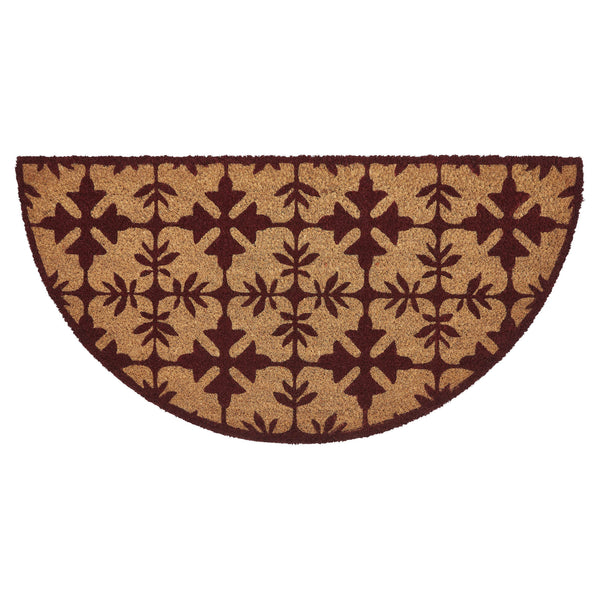 Charleston Mosaic Burgundy Coir Rug Half Circle 16.5x33