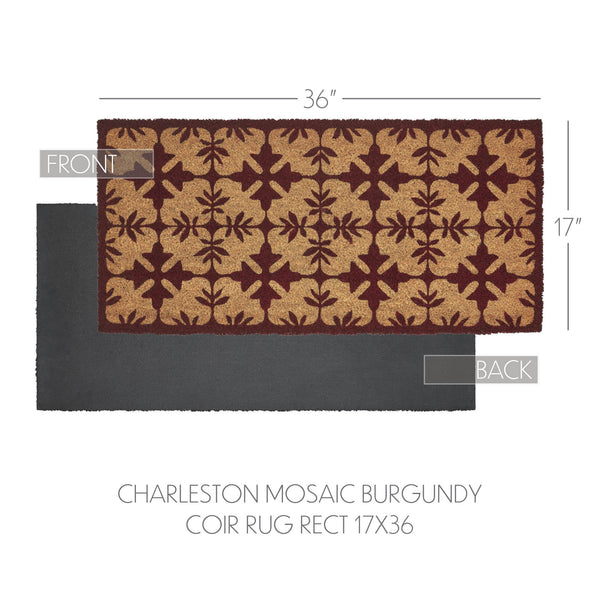 Charleston Mosaic Burgundy Coir Rug Rect 17x36