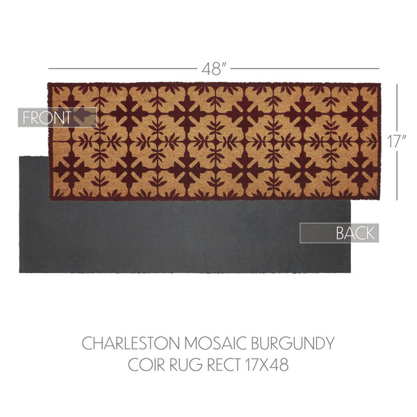 Charleston Mosaic Burgundy Coir Rug Rect 17x48