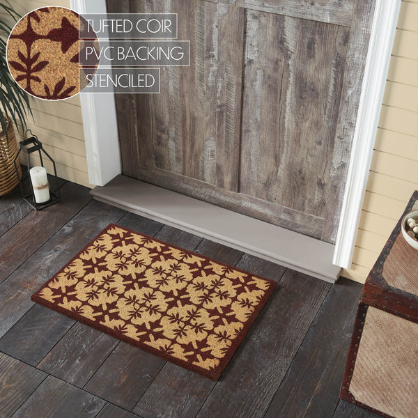 Charleston Mosaic Burgundy Coir Rug Rect 20x30