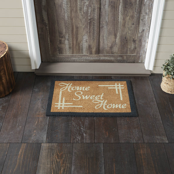 Home Sweet Home Charcoal Creme Coir Rug Rect 20x30