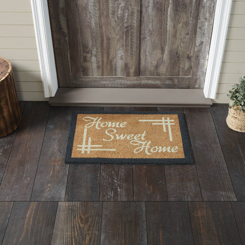 Home Sweet Home Charcoal Creme Coir Rug Rect 20x30