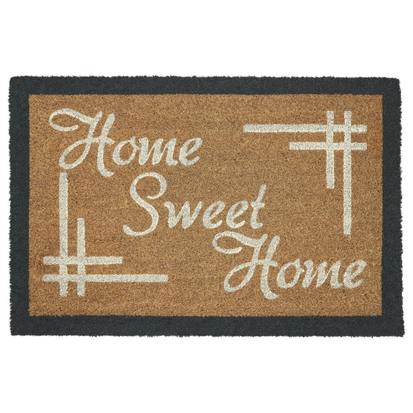 Home Sweet Home Charcoal Creme Coir Rug Rect 20x30