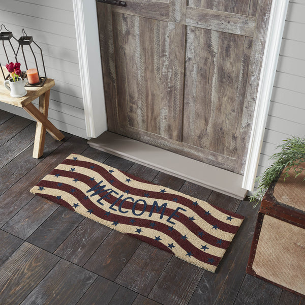 RWB Flag Stripes Coir Welcome Rug Rect 17x48