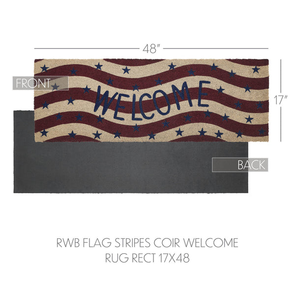 RWB Flag Stripes Coir Welcome Rug Rect 17x48