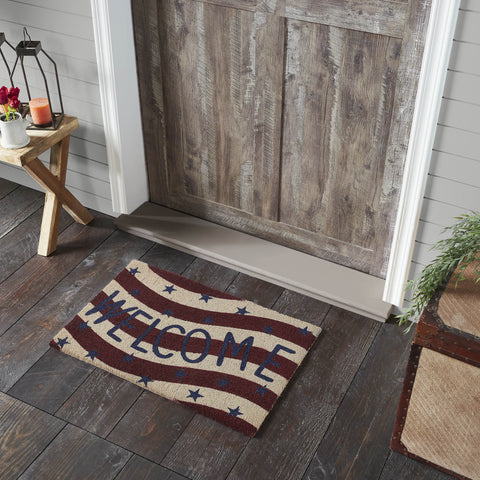 RWB Flag Stripes Coir Welcome Rug Rect 20x30