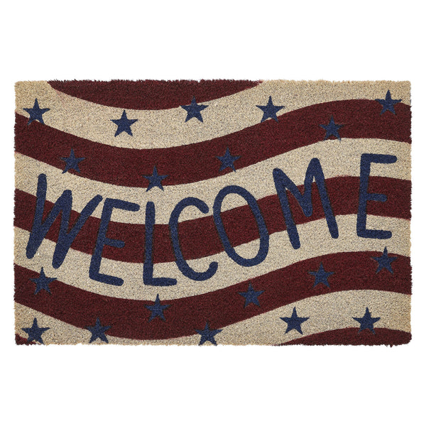 RWB Flag Stripes Coir Welcome Rug Rect 20x30
