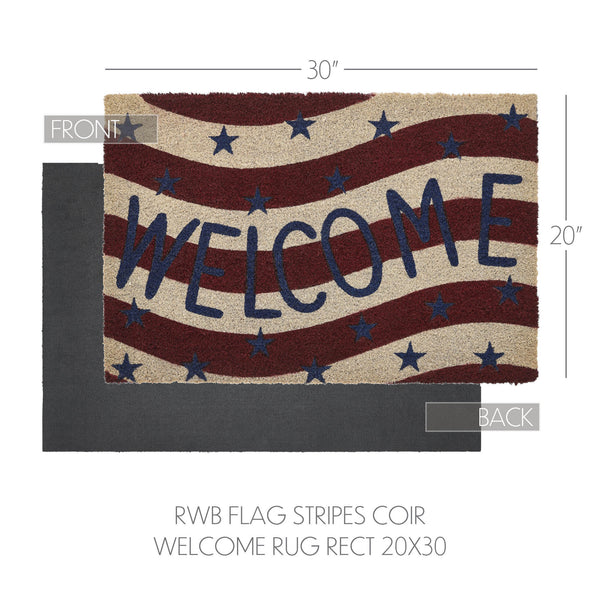 RWB Flag Stripes Coir Welcome Rug Rect 20x30