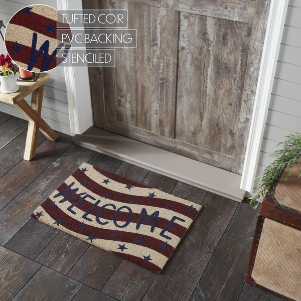 RWB Flag Stripes Coir Welcome Rug Rect 20x30