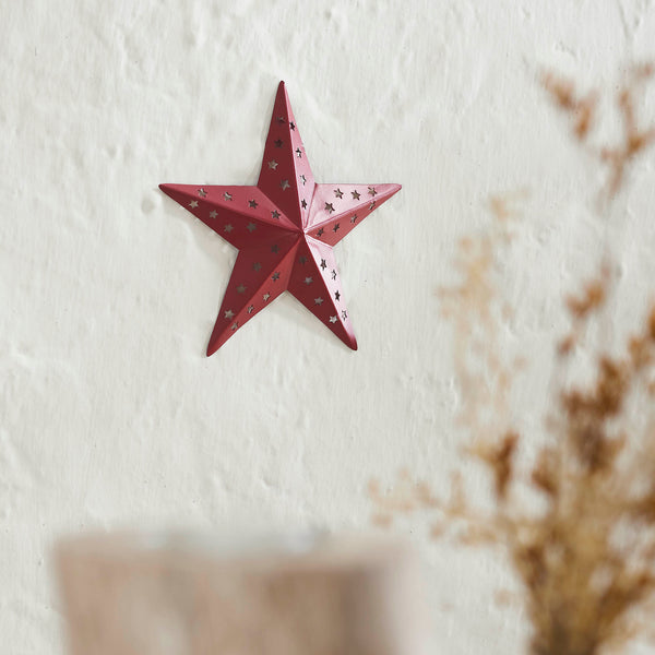 Metal Star Punched Burgundy 6x6