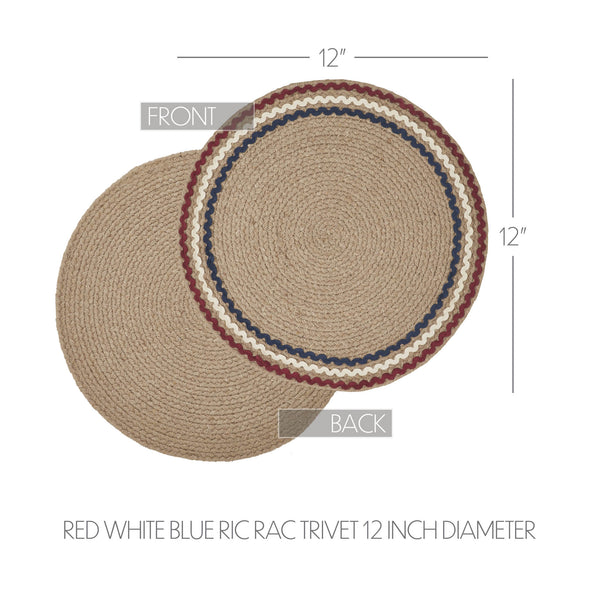 Red White Blue Ric Rac Trivet 12 Inch Diameter