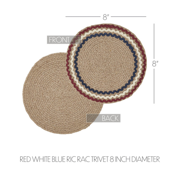 Red White Blue Ric Rac Trivet 8 Inch Diameter