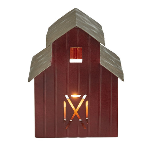METAL BARN TEA LIGHT HOLDER