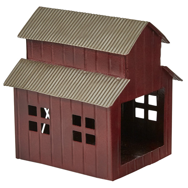 METAL BARN TEA LIGHT HOLDER