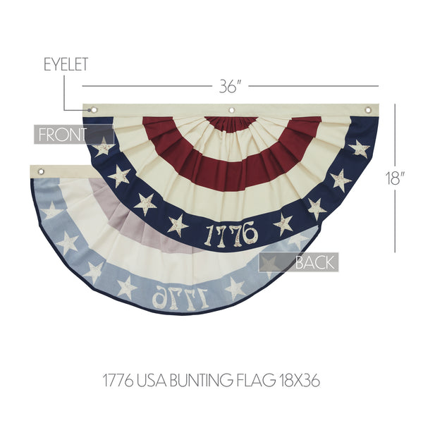 My Country 1776 USA Bunting Flag 18x36