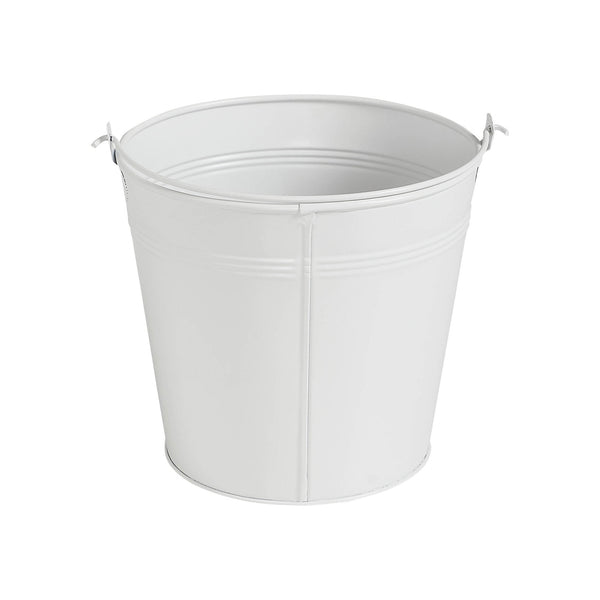 Metal Bucket w/ Star Cutout White 6x6.5x5