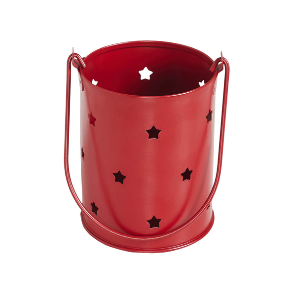 Starry Night Red Metal Candle Holder 3.75x3x3