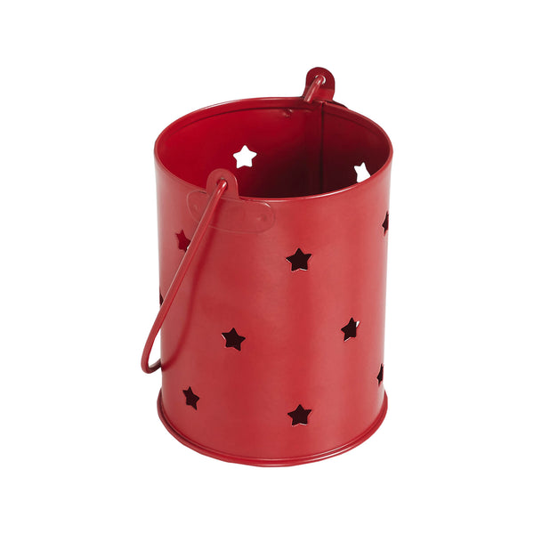 Starry Night Red Metal Candle Holder 3.75x3x3