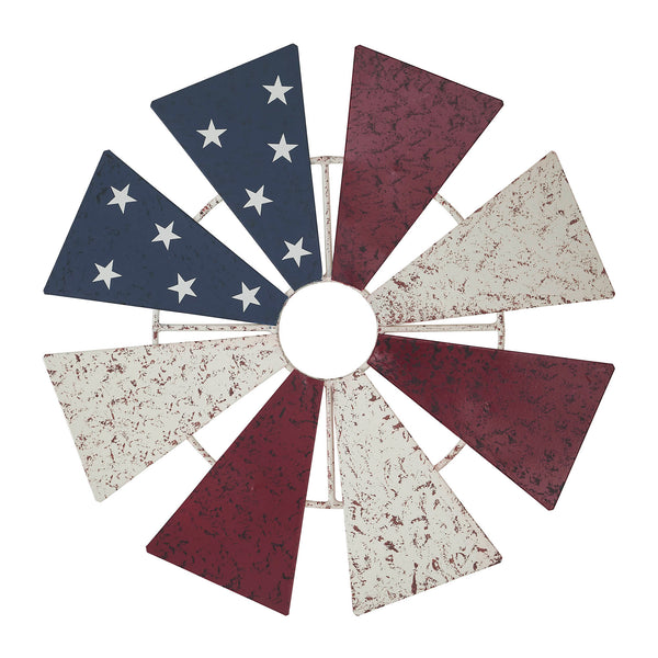 USA Flag Metal Windmill Blades Wall Hanging 12.5x12.5