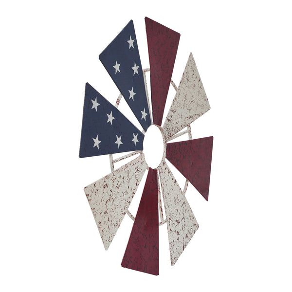 USA Flag Metal Windmill Blades Wall Hanging 12.5x12.5