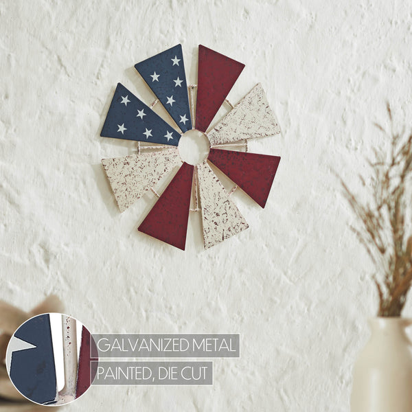 USA Flag Metal Windmill Blades Wall Hanging 12.5x12.5
