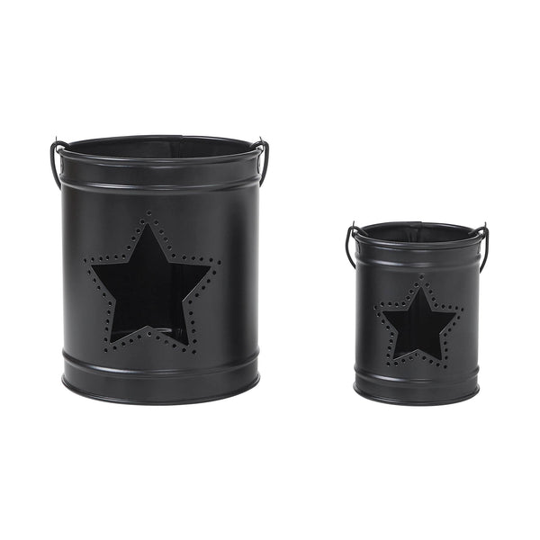 Patriotic Star Black Metal Candle Holder Set of 2 - 5.5/3.5 inch