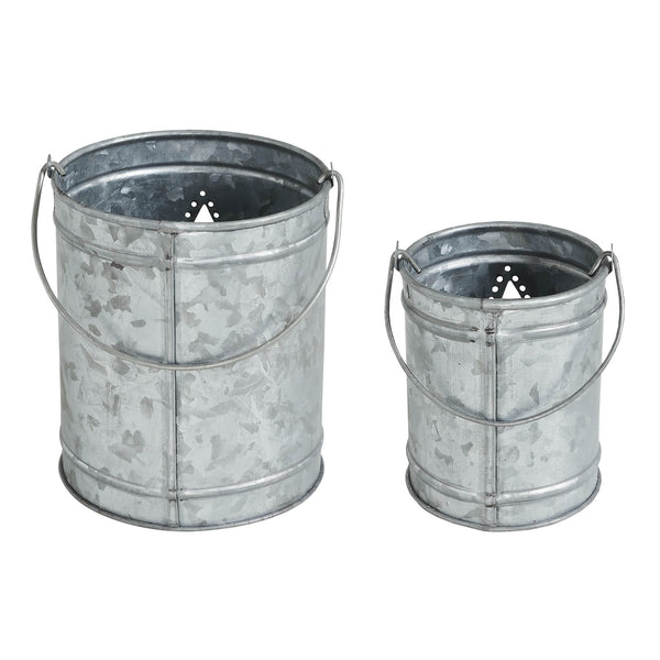 Votive Candle Holder w/ Star Cutout Galvanized Set of 2 Sizes