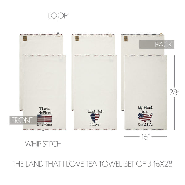 The Land That I Love Tea Towel Set of 3 16x28