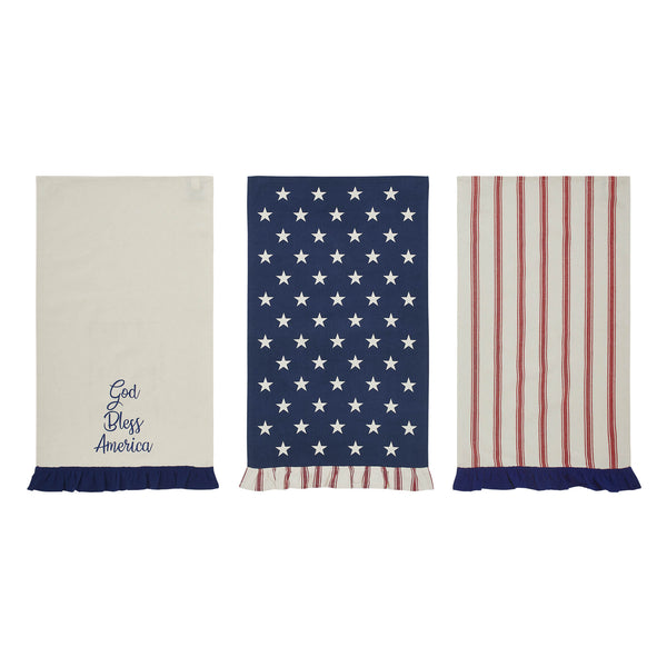Hatteras Stars GBA Ruffled Tea Towel Set of 3 16x28