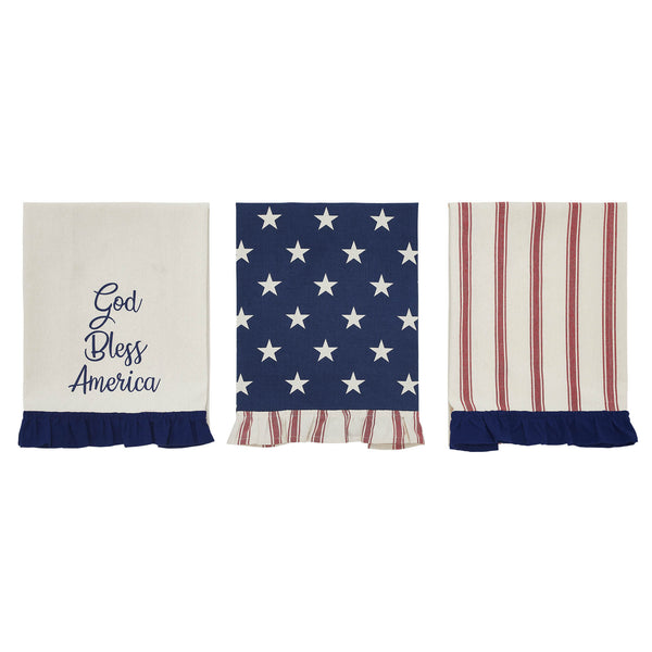 Hatteras Stars GBA Ruffled Tea Towel Set of 3 16x28
