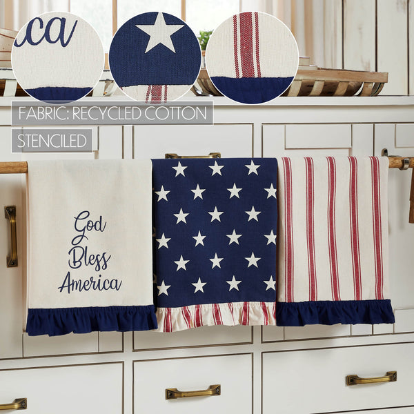 Hatteras Stars GBA Ruffled Tea Towel Set of 3 16x28