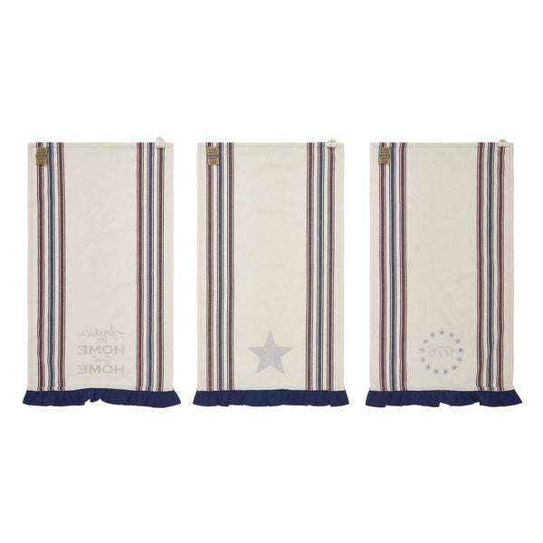 Celebration America My Sweet Home Ruffled Tea Towel Set of 3 16x28