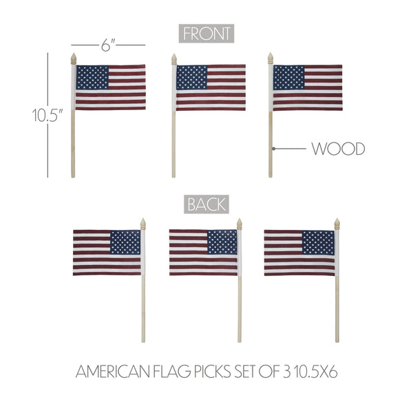 My Country American Flag Picks Set of 3 10.5x6