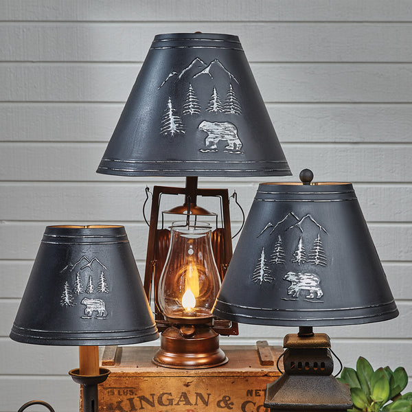Black Bear Embossed Metal Lampshade- 12"
