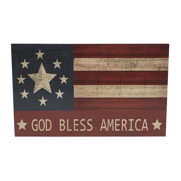 GOD BLESS AMERICA On Vintage American Flag MDF Wall Sign 10x16