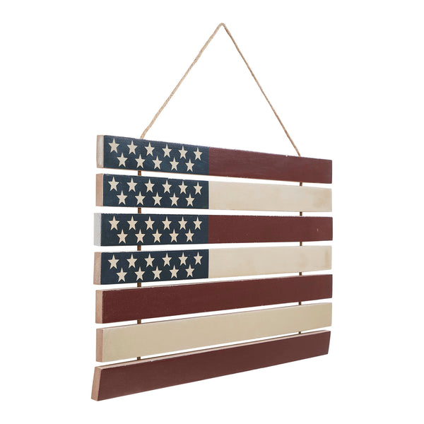 USA Flag Stacked MDF Wall Hanging 12x20