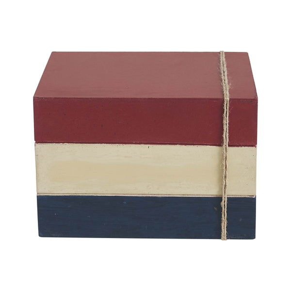 Let Freedom Ring MDF Block Sign w/ American Map Ornament On Twine 4x6x5