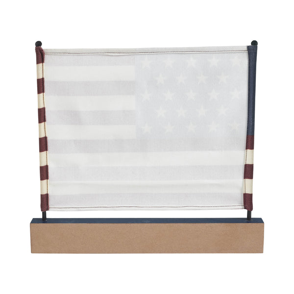 Canvas American Flag on Blue GBA MDF Base Decor 12x14x1