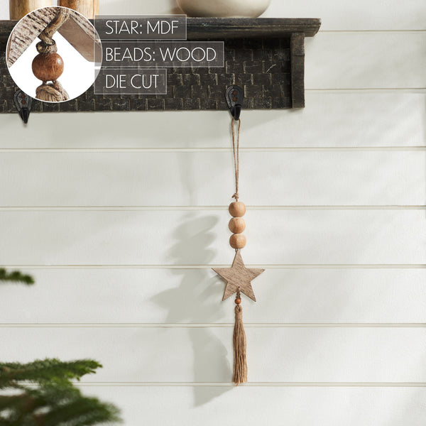Natural Beads Star & Tassel Ornament 10x3