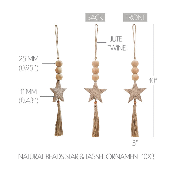 Natural Beads Star & Tassel Ornament 10x3
