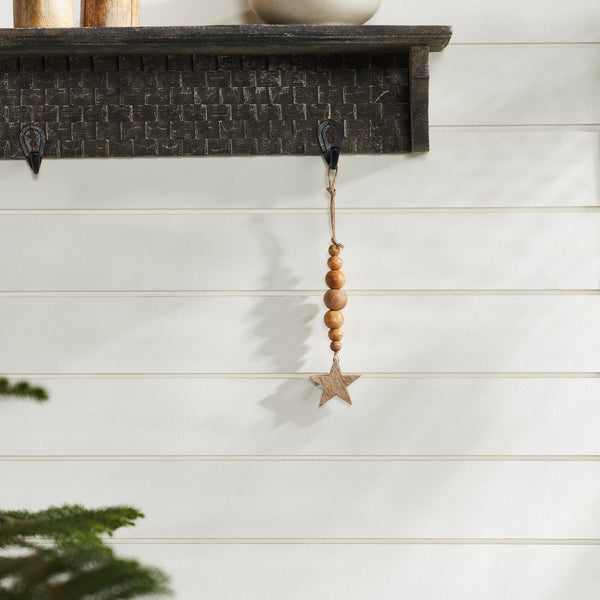 Natural Beads & Star Ornament 6x2