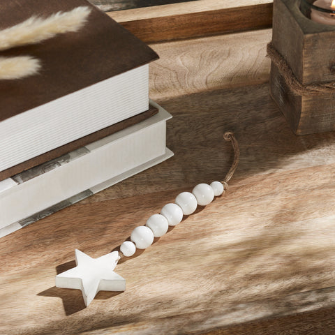 White Beads & Star Ornament 6x2
