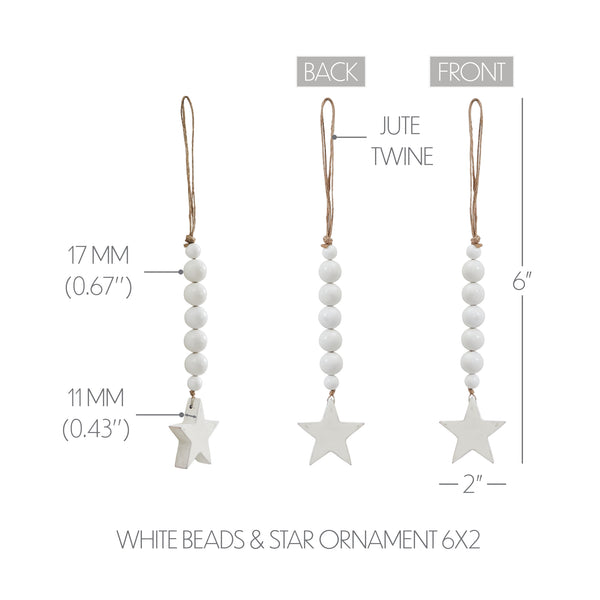 White Beads & Star Ornament 6x2