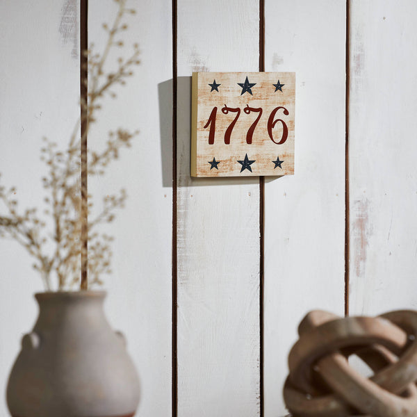 My Country 1776 w/ Blue Stars MDF Block Sign 6x6x1