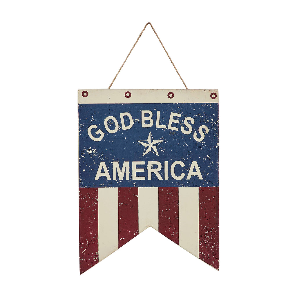 God Bless America Dovetail Flag MDF Wall Hanging 8x6 - Allyson's